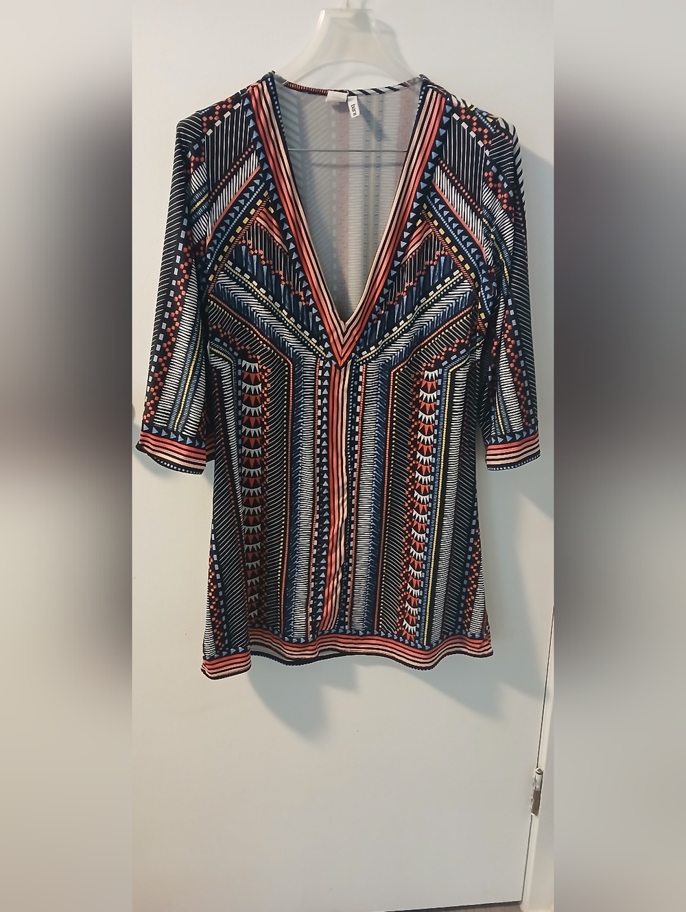 Bar III Patterned V-Neck Mini - Picture 6 of 8
